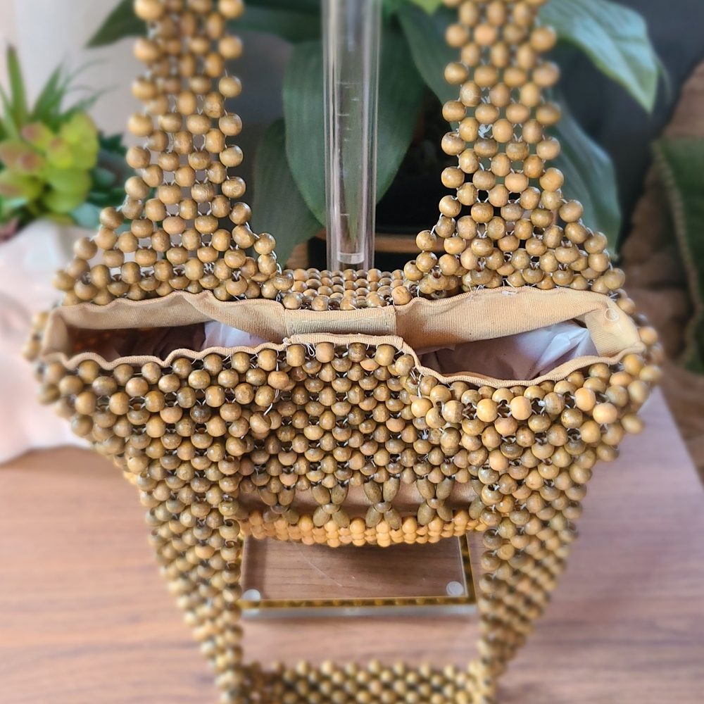 Vintage Handcrafted Beaded Tote Bag - Picture 3 of 4